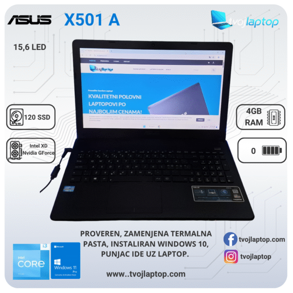 𝗔𝗦𝗨𝗦 𝗫𝟱𝟬𝟭𝗔, Intel I3, 4GB DDR3, 128 SSD, DVE GRAFIKE