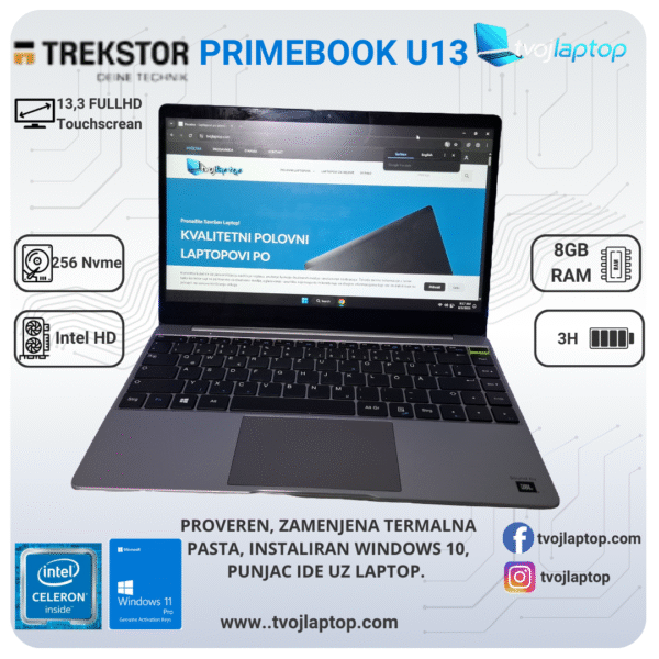 Trekstor Primebook U13B | Pentium N4200 | 4GB RAM | 120GB NVMe SSD | 13.3" FHD Touch | JBL Audio | Windows 11 Pro