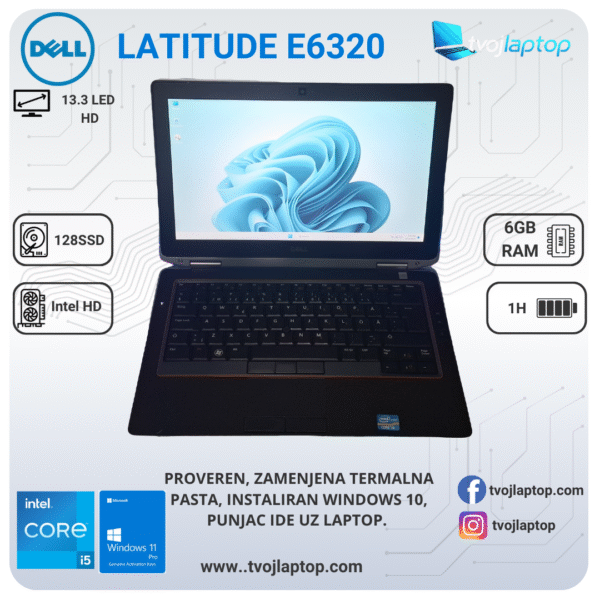 Dell Latitude E6320 | Intel Core i5-2540M | 6GB RAM | 120GB SSD | 13.3" HD | Windows 11 Pro