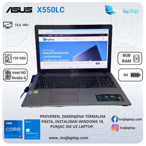 Asus X550LC | Intel Core i7-4500U | 8GB RAM | 120GB SSD | 15.6" HD | NVIDIA GeForce GT 720M | Windows 11 Pro
