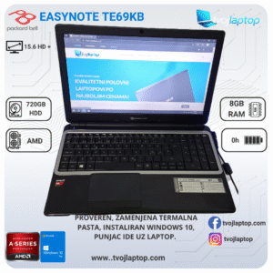 Packard Bell EasyNote TE69KB, AMD A4 laptop, polovan Packard Bell laptop, povoljan laptop, laptop za školu, laptop za posao, 8GB RAM, HDD laptop, 15.6 inča laptop