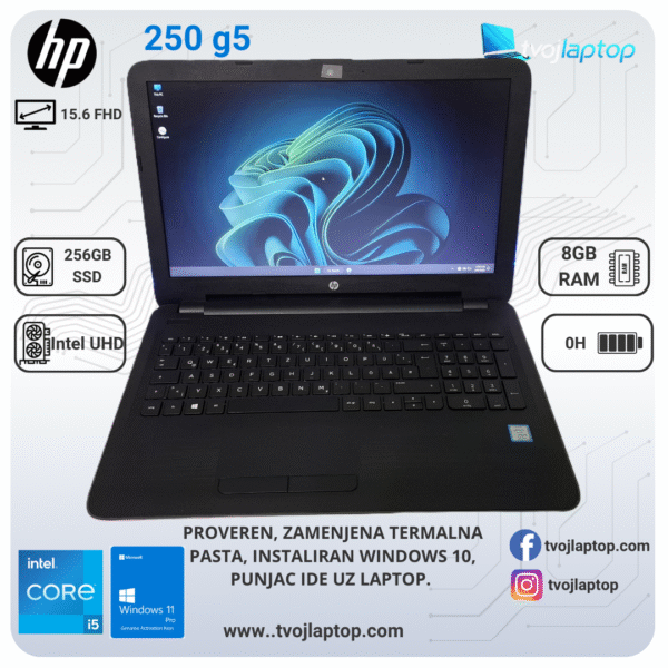 HP 250 G5 | Intel Core i5-7200U | 8GB RAM | 256GB SSD | 15.6" Full HD | Windows 10 Pro