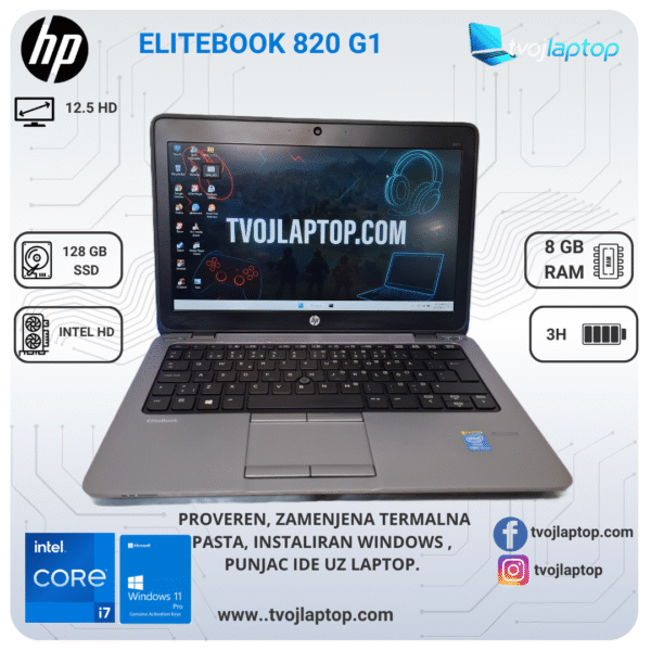 HP EliteBook 820 G1, HP laptop, i7 laptop, poslovni laptop, polovan laptop, 12.5" laptop, Intel HD 4400, Windows 11 laptop, ultrabook, SSD laptop HP EliteBook 820 G1, HP laptop, i7 laptop, poslovni laptop, polovan laptop, 12.5" laptop, Intel HD 4400, Windows 11 laptop, ultrabook, SSD laptop