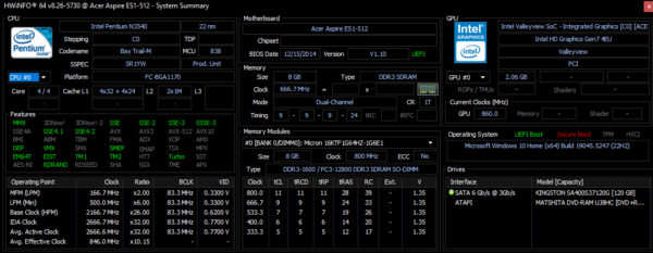acer-aspire-es-512 Acer Aspire ES1-512 | Intel Pentium N3540 | 8GB RAM | 120GB SSD | Intel HD Graphics | 15.6" HD | Windows 10