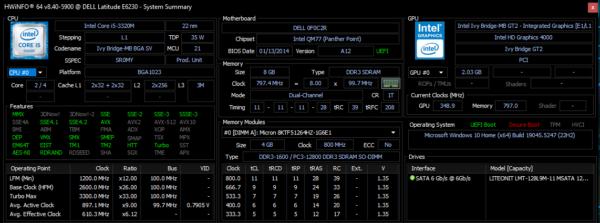 Dell Latitude E6230 | Intel Core i5-3380M | 8GB RAM | 120GB SSD | Intel HD 4000 | 12.5" HD | Windows 10