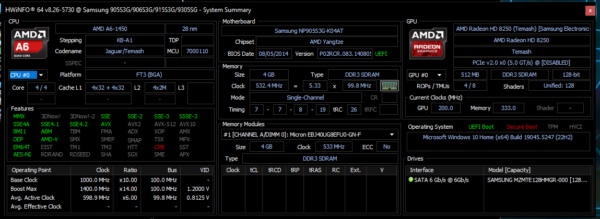 Samsung NP905S | AMD A6-1450 | 4GB RAM | 128GB SSD | 13.3" Laptop | Windows 10
