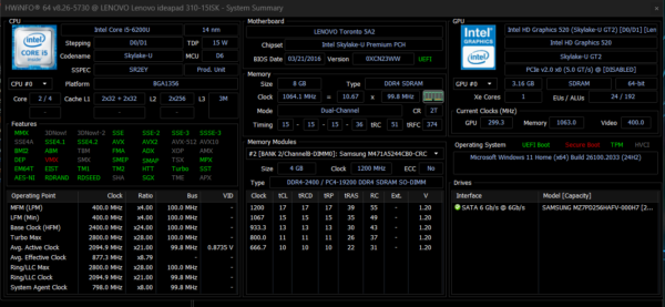 Lenovo Ideapad 310 | Intel Core i5-6200U | 8GB DDR4 | 256GB SSD | GeForce 920MX 2GB | 15.6" HD | Windows 11