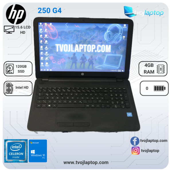 HP 250 G4 Celeron N3050 / 4GB RAM / 128GB SSD / 15.6" – Povoljan laptop za internet i posao