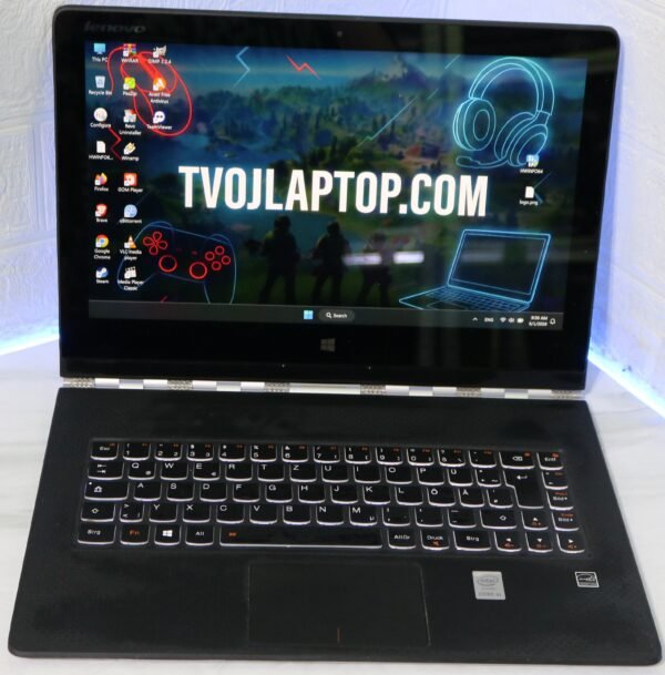 Lenovo Yoga 3 Pro 1370 – QHD+ 3200×1800 IPS Touch ekran | 8GB RAM | 128GB NVMe SSD | 2-u-1 konvertibilni, aluminijumsko kućište | Windows 11 | Polovan laptop